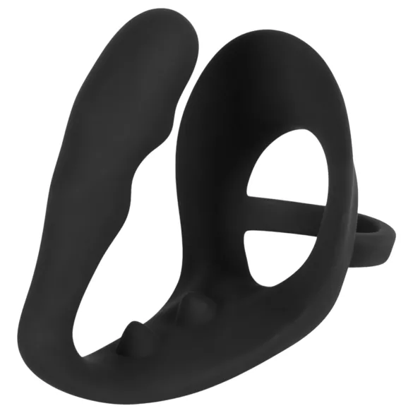 Black Velvets - anal dildo with penis and testicle ring (black)