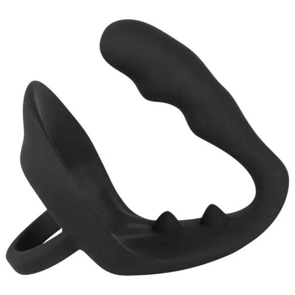 Black Velvets - anal dildo with penis and testicle ring (black)