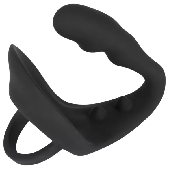 Black Velvets - anal dildo with penis and testicle ring (black)