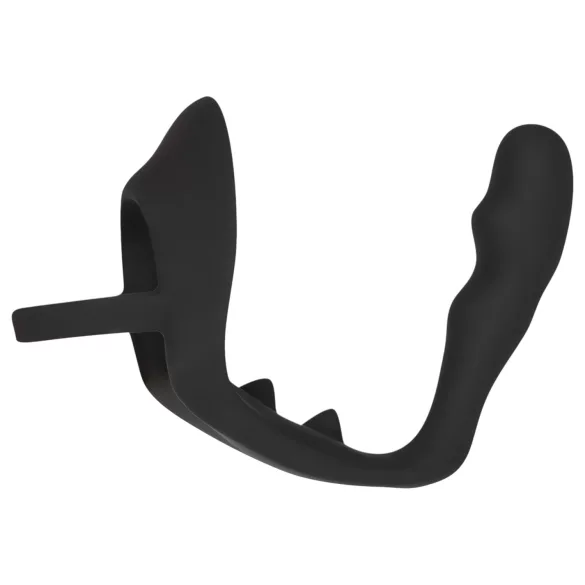 Black Velvets - anal dildo with penis and testicle ring (black)