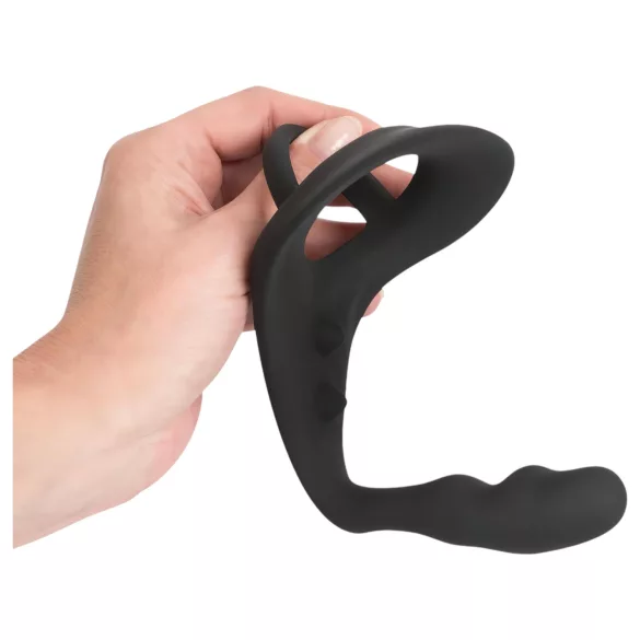 Black Velvets - anal dildo with penis and testicle ring (black)