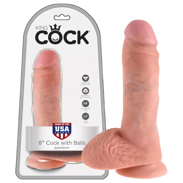 King Cock 8 Realistic Dildo with Balls (20 cm) - Natural"
