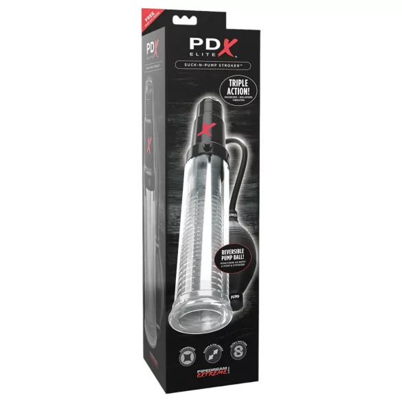 PDX Elite - 2-in-1 Penis Pump and Masturbator in One (Transparent)