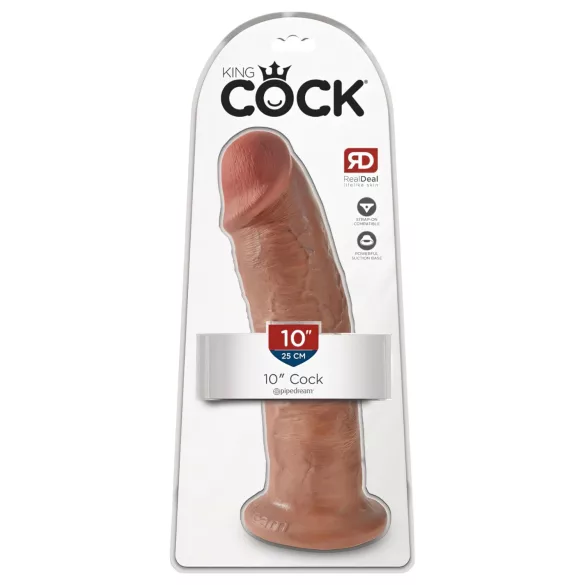 King Cock 10 - large suction cup dildo (25 cm) - dark natural"