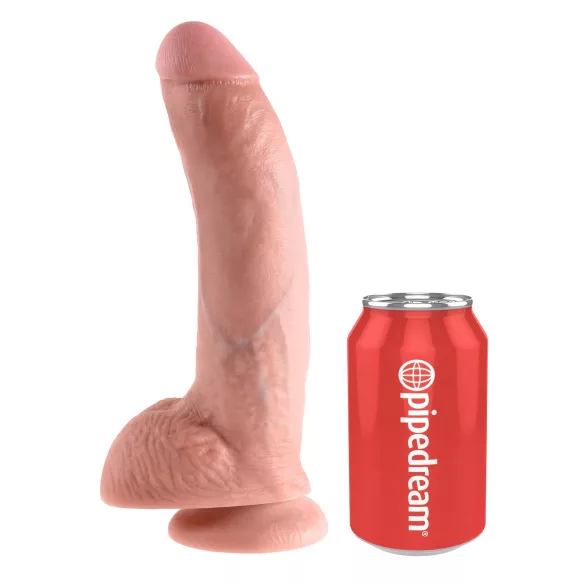 King Cock 9 - large suction cup dildo with balls (23 cm, natural skin tone)"