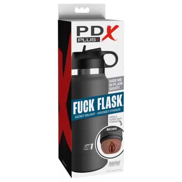 Fuck Flask Secret Delight - realistic vagina in a flask (black-brown)