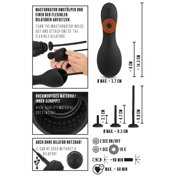 Rebel - glans vibrator with dilator (black)