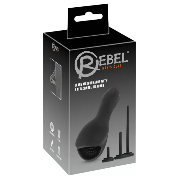 Rebel - glans vibrator with dilator (black)