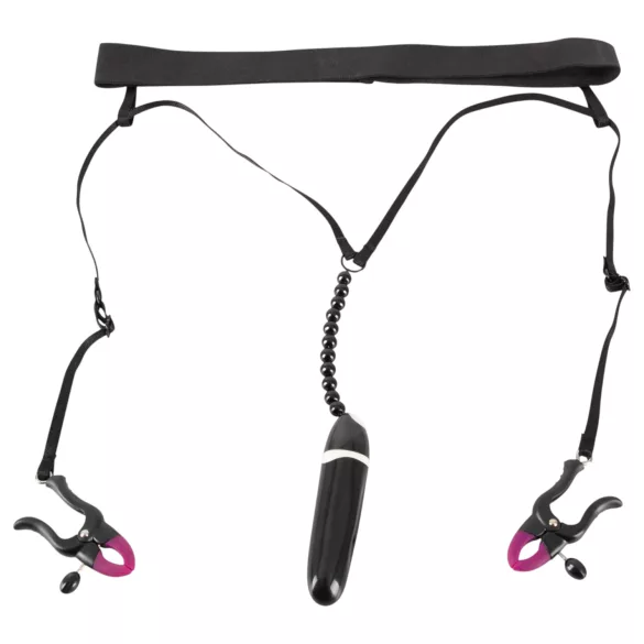 Bad Kitty - Vibrating Panty with Clitoral Clip - Black (S-L)