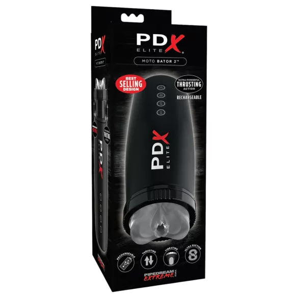 PDX Elite Moto Bator 2 - suction, thrusting male masturbator (black)