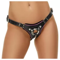  ZADO - black leather lower harness for strap-on dildo, BDSM (S-L)