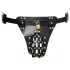 ZADO - black leather chastity thong with 2 padlocks (S-2XL)