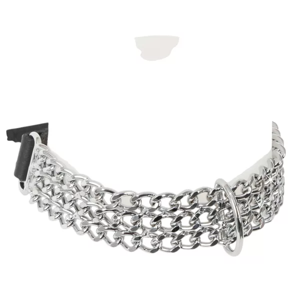 ZADO - chained leather collar for bondage play (black)