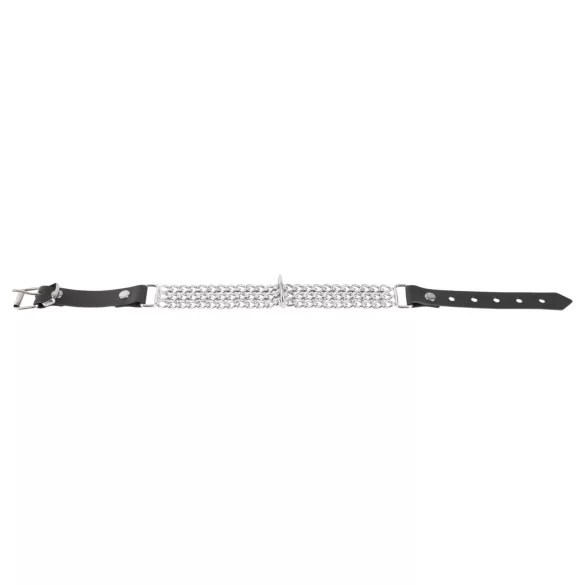 ZADO - chained leather collar for bondage play (black)