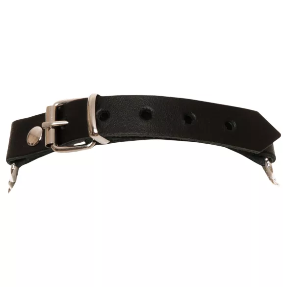 ZADO - chained leather collar for bondage play (black)