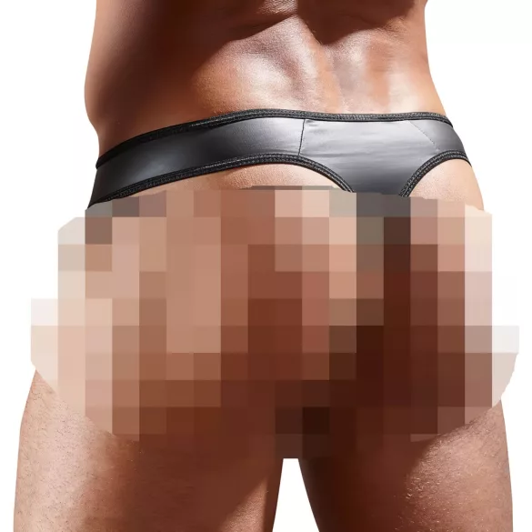 Svenjoyment - Shiny men's thong with transparent insert (black) - M
