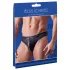 Svenjoyment - Shiny Men's Thong with Rhinestone Zipper (Black) - L