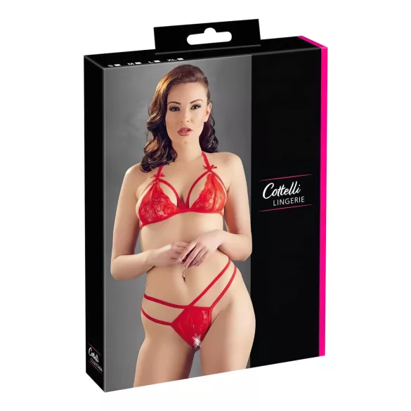 Cottelli - Open Lace Bra Set (Red) - L