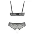 Cottelli Plus Size - Beaded Bra Set (Black)  - 4XL