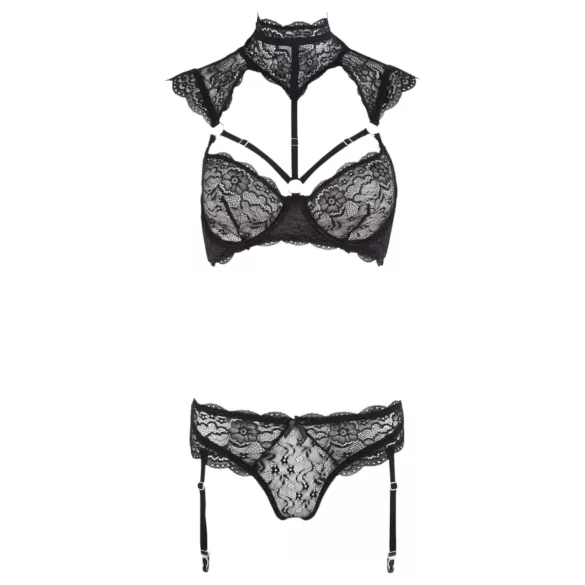 Cottelli - Lace Bra Set with Collar (Black) - 75C/S