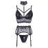 Cottelli Bondage - lace lingerie set with handcuffs (black) - M