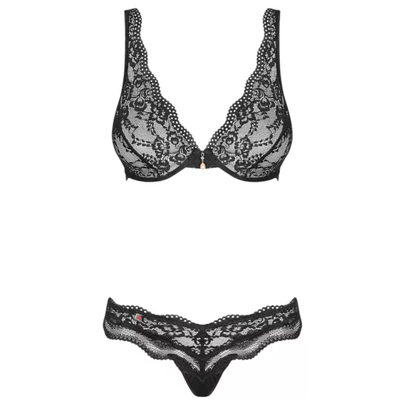 Luvae Floral Strappy Bra Set (Black)