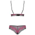 Obsessive Tulia - lace lingerie set (black‑pink) - L/XL