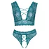 Cottelli Curves - Lace Corset Lingerie Set (Blue) - 2XL