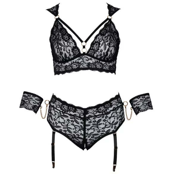 Cottelli Bondage Plus Size - Lace Bra Set (Black)