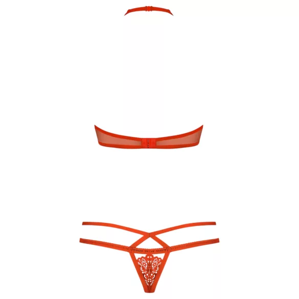 Obsessive 838-SET-3 - Strappy Lace Bra Set (Red) - L/XL