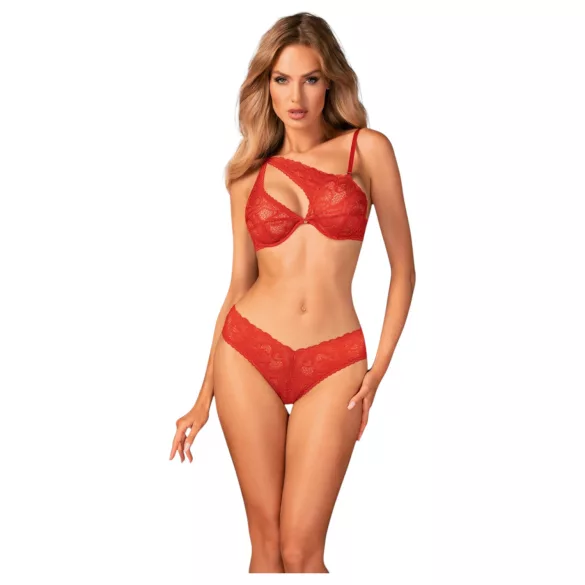 Obsessive Atenica - Cross-Strap Lingerie Set (Red)