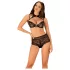 Obsessive Elizenes - patterned, sheer bra set (black) - L/XL
