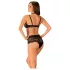 Obsessive Elizenes - patterned, sheer bra set (black) - L/XL