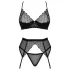 Obsessive Chemeris - bra set with suspender belt (black) - XL/XXL