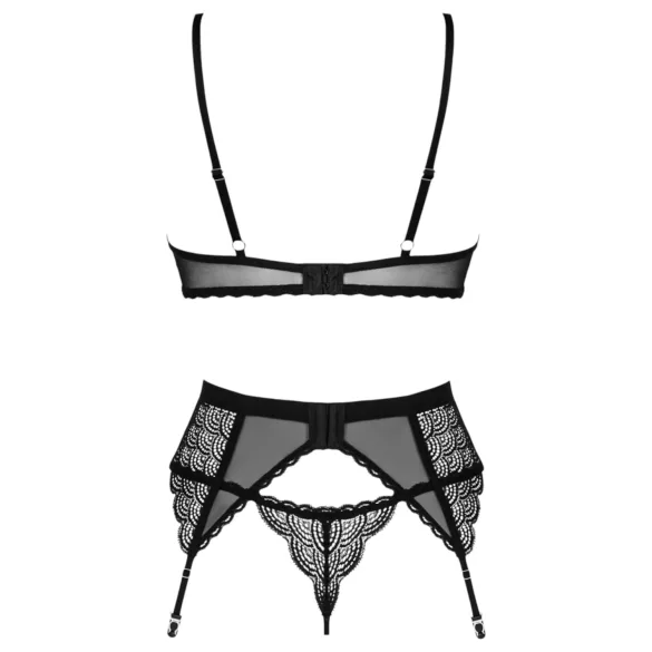Obsessive Chemeris - bra set with suspender belt (black)