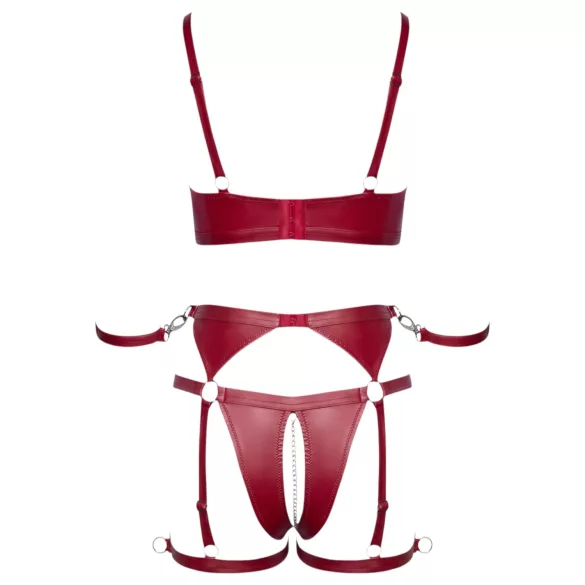 Cottelli Bondage - Shiny Red Bra Set & Handcuffs