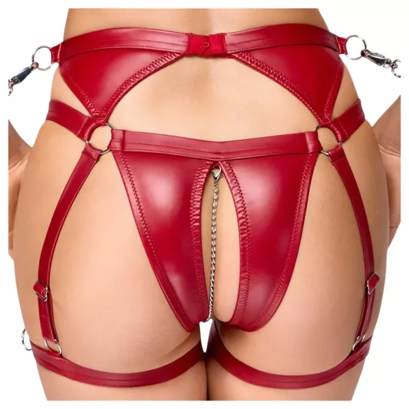 Cottelli Bondage - Shiny Red Bra Set & Handcuffs - XL