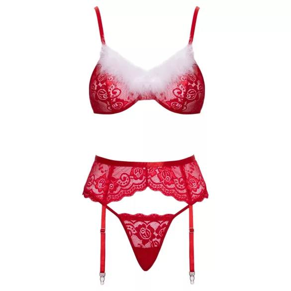Cottelli - Lace Christmas Bra Set (Red)