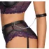 Cottelli Bondage - bra set and arm cuffs (black‑purple) - XL