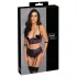Cottelli Bondage - bra set and arm cuffs (black‑purple) - XL