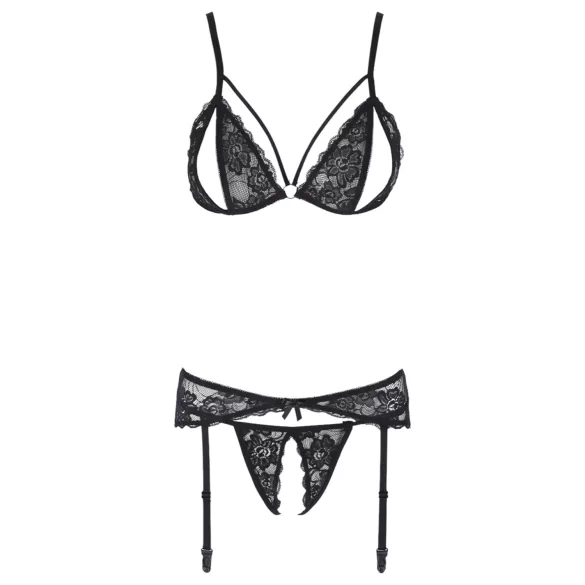 Cottelli - Open Lace Lingerie Set (Black) - XL