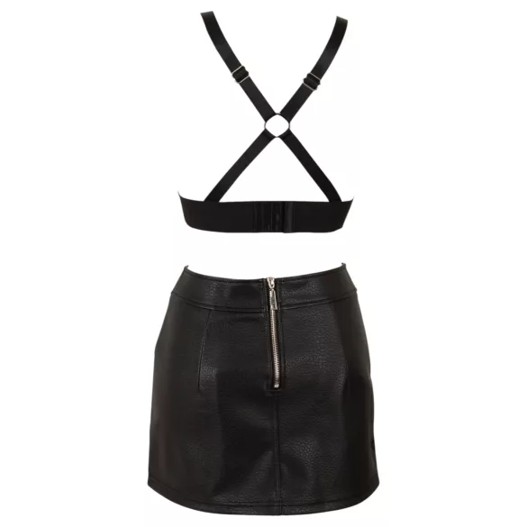 Cottelli - faux leather top and mini skirt set (black) - M