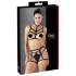 Cottelli - black decorative body harness lingerie trio (S-L)