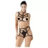Cottelli - black decorative body harness lingerie trio (S-L)