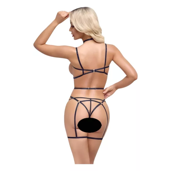Cottelli - black decorative body harness and thong (S-L)