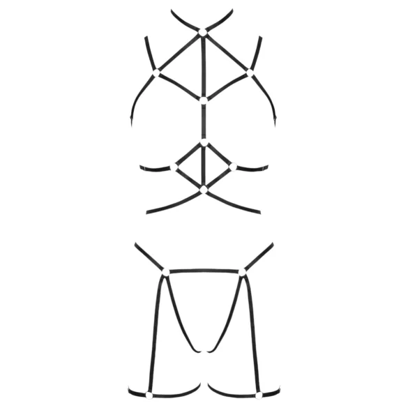 Cottelli - black decorative body harness and thong (S-L)