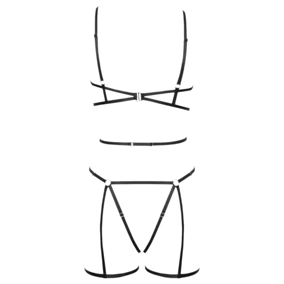 Cottelli - black decorative body harness and thong (S-L)