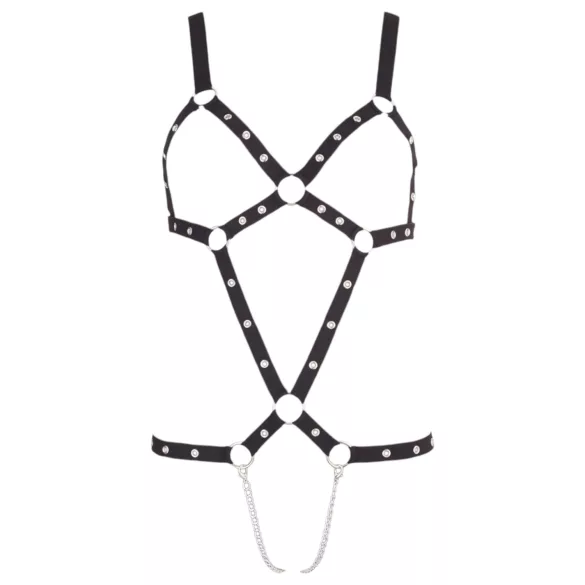 Bad Kitty - black studded strappy bodysuit (S-L)
