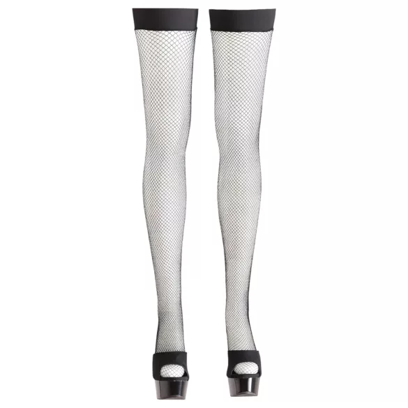 Cottelli - Black Fishnet Thigh-High Stockings - L