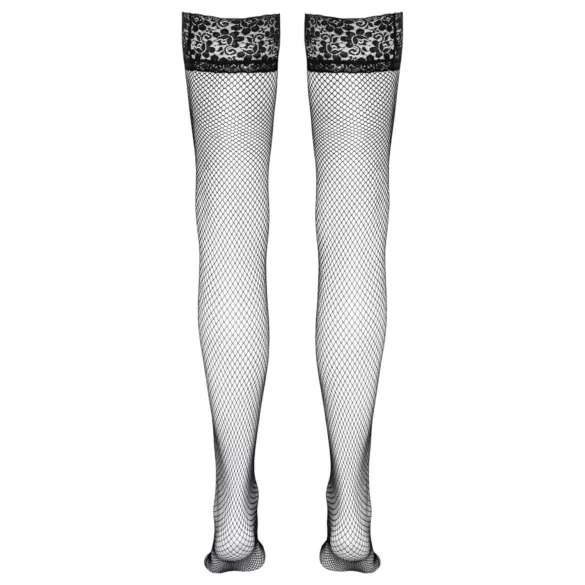 Cottelli - Black Fishnet Thigh-Highs with Wide Lace Trim - 5